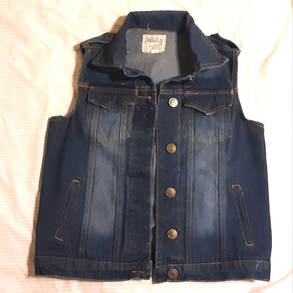 Dolled Up Denim Vest Size Small